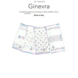12 fazzoletti 100% cotone per donna fantasia floreale made in Italy Ginevra