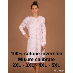 Camicia da notte calibrate XXXXL per signora 100% caldo cotone invernale Silvia 11986