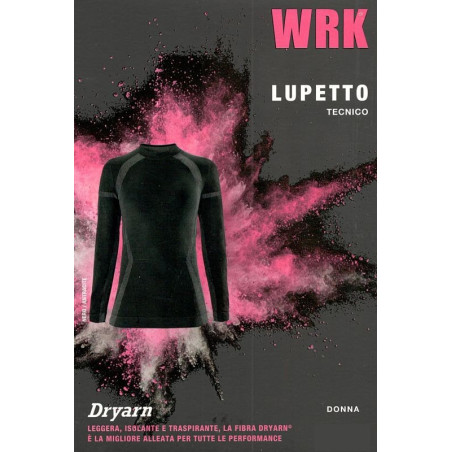 Maglia termica a Lupetto per donna sci e sport invernali Dryarn traspirante batteriostatico WRK352