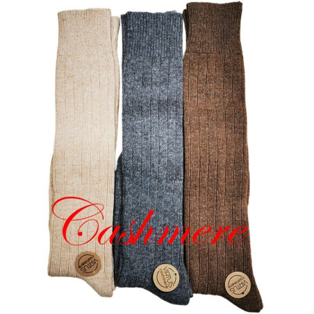 Calza Cashmere gamba lunga in lana pregiata tinta unita costa inglese unisex V509