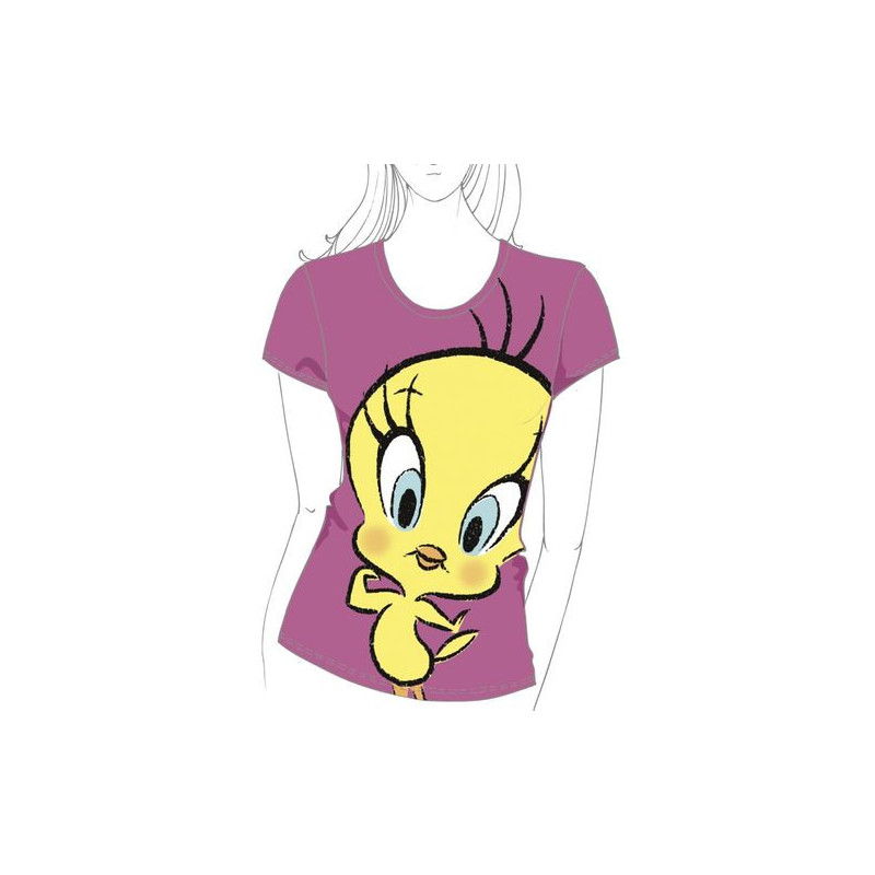 T-shirt donna manica corta Looney Tunes Titti fuxia