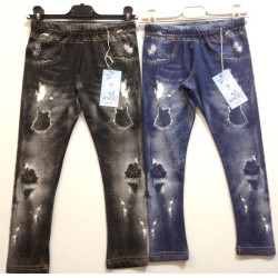 Leggings bimba cotone leggero jeans antichizzati con tasche XKE' 3961