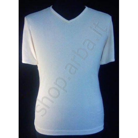T-shirt scollo a V cotone mercerizzato lucido Likos 40084