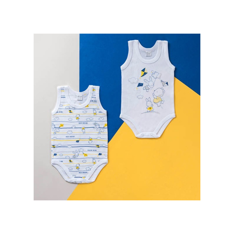 2 Body SPALLA LARGA neonato 100% con disegni cotone maschio e femmina Ellepi 5151