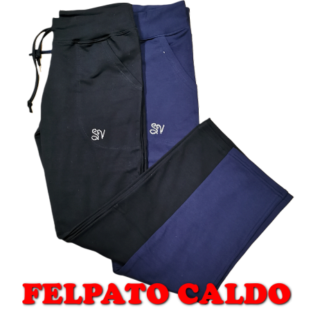 Pantalone tuta felpato donna in cotone bielastico invernale elastico morbido Simona V 370