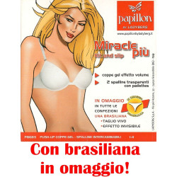 Reggiseno push-up imbottito coppa gel con spallina nuda e brasiliana in omaggio Papillon 8683